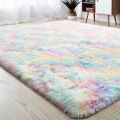 Long Plush ie Dyed Carpet hicken Floor Rug Nonslip Mat for Bedroom Bedside Living Room. 