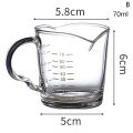 70/75ml Espresso Glass Double Spout Glass Measuring Cup Heat-Resistant Handle Clear Scale Milk Coffee Measure Jug. 
