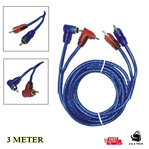RCA Male to 2 Male Stereo Cable - 3M-10M Audio Connector for Vehicles