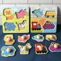 Kids Hand Grab Board 3D Puzzle Wooden for Cartoon Wood Baby Early Learning. 
