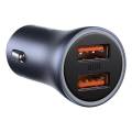 Baseus U+U 40W Golden Contactor Pro Dual Quick Charger Car Charger (With Baseus Simple wiring USB For Type-C 5A 1.0m) Dark Gray 6 Months Warranty. 