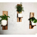 Mr Wood- Modern & Stylish Wooden Wall Rack/ Wall Mount Plants Rack/ Solid Wood Candels Holder. 