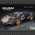 1:14 Bugatti Lambor FKP 37 Blocks Toy Building Blocks Sports Car Black Pink Model Decoration Kids Racing Boy Gifts. 