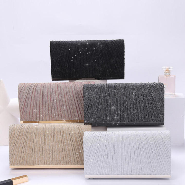 Bridal Handbag Dinner Bag Party Dinner Bag Banquet Dinner Package Evening Clutch Pleated Clutch Sequin Clutch