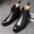 Men's Classic retro genuine leather Chelsea boots men Fashion Ankle boot mens casual British style short boot high-top shoes. 