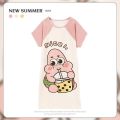 [ Buy One Get One Free ] Nightdress Women's Summer Loose plus Size Pajamas Women's Summer Mid-Length Short Sleeve Home Wear Cute in. 
