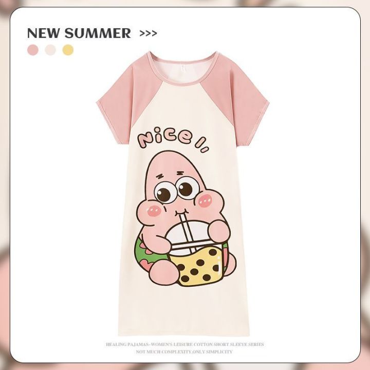 %5B%20Buy%20One%20Get%20One%20Free%20%5D%20Nightdress%20Women's%20Summer%20Loose%20plus%20Size%20Pajamas%20Women's%20Summer%20Mid-Length%20Short%20Sleeve%20Home%20Wear%20Cute%20in%20-%20Image%207