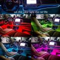 Car Interior Led Decorative Lamp EL Wiring Neon Strip For Auto DIY Flexible Ambient Light USB Party Atmosphere Diode-White. 