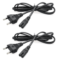 2X Universal Power Cable 1.5M 2-Hole Charging Cable 8-Character Tail for LED LCD TV Printer Power Cord EU Plug. 