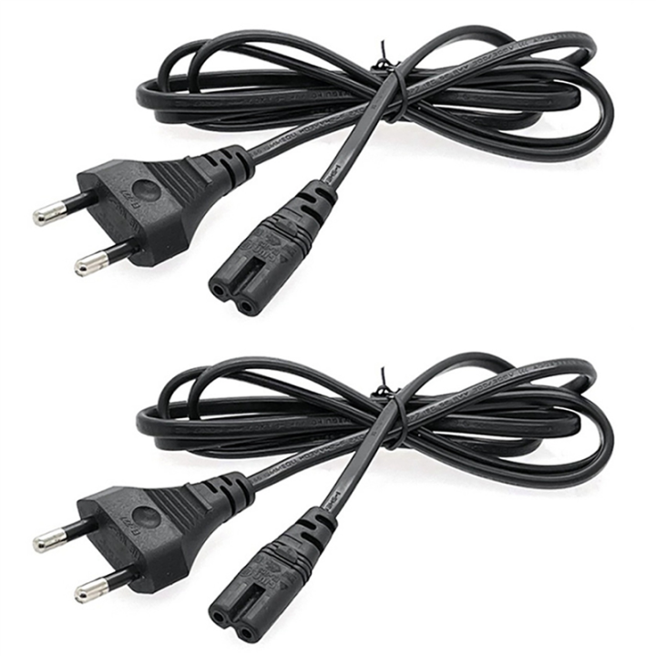 2X Universal Power Cable 1.5M 2-Hole Charging Cable 8-Character Tail for LED LCD TV Printer Power Cord EU Plug
