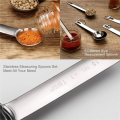 Stainless Steel Measuring Spoons Cups Set, Small Tablespoon, Teaspoons, Set 6 with Bonus Leveler, for Dry and Liquid. 