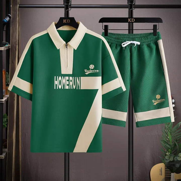 Sportswear%20Suit%20Men's%20Summer%20New%20Fashion%20WaffleTT-shirtpoloSuit%20Two-Piece%20Handsome%20Match%20-%20Image%203