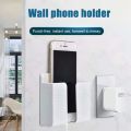 WALL MOUNTED PHONE HOLDER RACK and Remote Control Mounted Mobile Phone Plug Wall Holder Charging Multifunction Holder Rack. 
