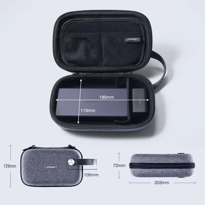 U-GREEN%20Travel%20Case%20Gadget%20Bag%20Small%20Portable%20Electronics%20Accessories%20Organizer%20Travel%20Carry%20Hard%20Case%20Cable%20Tidy%20Storage%20Box%20Pouch%20with%20Double%20Layer%20Double%20Zipper%20Snap%20Hook%20Carrying%20Strap%20-%20Image%202