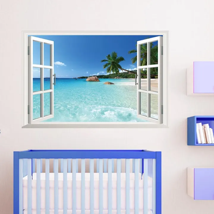 Large%20Removable%20Beach%20Sea%203D%20Window%20Decal%20WALL%20STICKER%20Home%20Decor%20Exotic%20Beach%20View%20Art%20Wallpaper%20Mural%20-%20Image%205