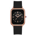 Black & Rose Mix Two Tone Stainless Steel Luxury Ladies Watch Quartz Analog Business Chain Casual Wrist Dial Square Watches For Women Girls PT. 