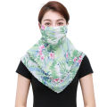 Women Floral Print Breathable Chiffon Sun Proof Veil Shawl Scarf Neck Face Cover. 