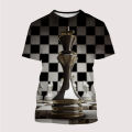 Chess Board Black-and-white 3d Print T-shirt Child Fashion Oversized T-shirts Harajuku Short Sleeve Tops Tees Tshirt Clothes. 