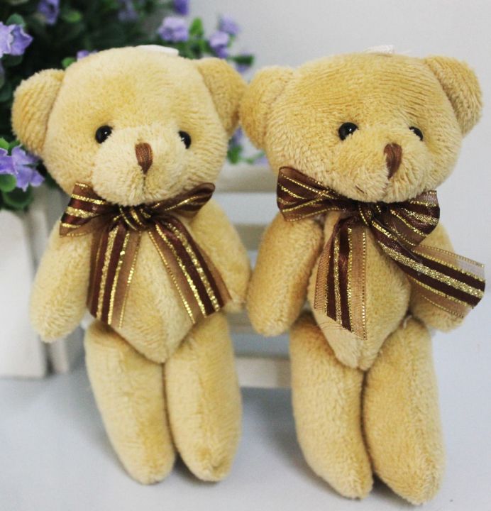 New Brand Cute Soft Plush Stuffed Mini Brown Ribbon Teddy Bear Toys Doll for Bouquet 2020