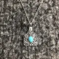 Western Design Cow Ear Tag Embossed Floral Turquoise Stone Dots Pendant Choker Necklaces for Women Cowgirl Neck Jewelry Gift. 