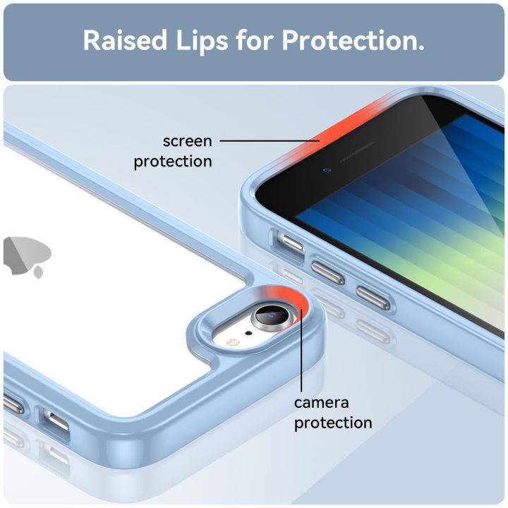 tzmar%20for%20iPhone%20SE%202022%20SE2%20Candy%20Color%20Hard%20Case%20Transparent%20Shockproof%20Back%20Phone%20Cover%20-%20Image%203