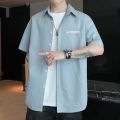 Ice Silk Short Sleeve Shirt 2024 New Men's Fashion Brand Summer Thin and All-Matching Trendy Loose and Simple Shirt Men's Casual. 