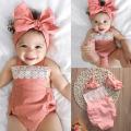 【BestGO】Newborn Infant Baby Girl Jumpsuit Headband Floral Romper Outfits Sunsuit Clothes - intl. 