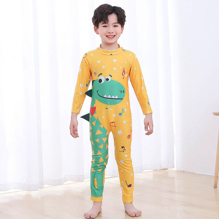 Children's%20Swimsuit%20Boys'%20Cotton%20One-Piece%20Swimsuit%20Korean%20Dinosaur%20Hooded%20Swimsuit%20Long%20Sleeve%20Beachwear%20Sun%20Protection%20Hot%20Spring%20Bathing%20Suit%20-%20Image%204