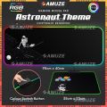 ASTRONAUT USB RGB Colour Lighting LED Mouse Pad Anti Slip Rubber Large Gaming Mousepad Galaxy PC Gamer Laptop Desktop Office Desk Table Top Cover Mat. 
