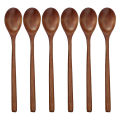 Wooden Spoons, 6 Pieces Wood Soup Spoons for Eating Mixing Stirring, Long Handle Spoon Kitchen Utensil. 
