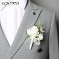 Confidence-boosting Brooch Elegant Flower Shaped Groom Brooch for Wedding Suit Coat Decorative Corsage Pin for Men's Formal Attire Imitation Rose Flower Lapel Pin for Groomsmen Style Fashion Accessory. 