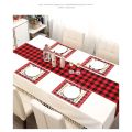 Yarn-Dyed Polyester Cotton Holiday Red Black Plaid Table Runner Tablecloth Home Decoration Christmas. 