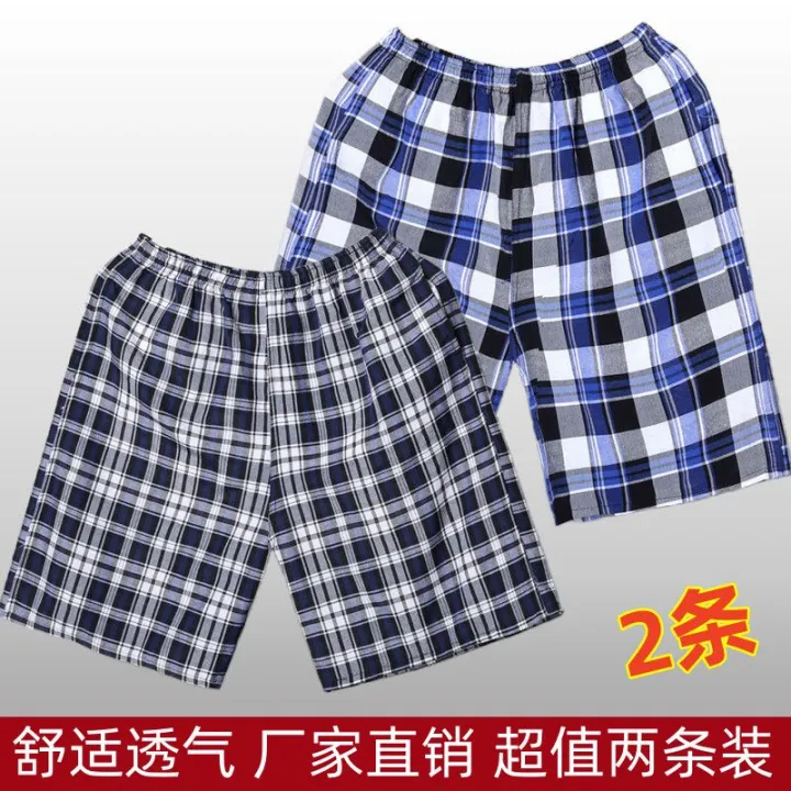 Cotton%20Summer%20Beach%20Pants%20Loose%20Casual%20Knee%20Length%20plus%20Size%20Pajama%20Pants%20Plaid%20Shorts%20Quick-Drying%20Large%20Trunks%20Home%20Wear-Resistant%20-%20Image%205