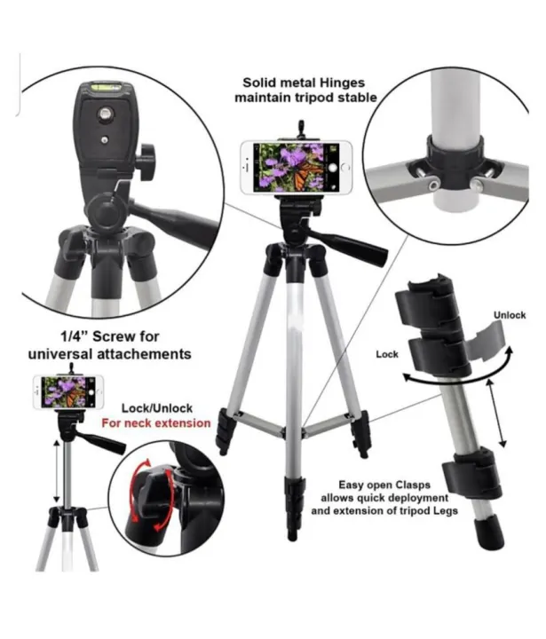 Tripod%203110%20/%203120%20Portable%20Adjustable%20Aluminum%20Lightweight%20Mobile%20Phone%20Digital%20DSLR%20Camera%20Stand%20-%20Image%206