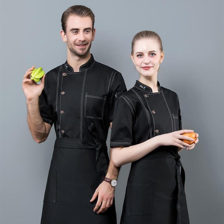 Nicholas%20Tse-Feng%20Same%20Style%20Chef%20Overalls%20Men's%20Three-Quarter%20Sleeve%20Kitchen%20Restaurant%20Western%20Food%20High-End%20Summer%20Long%20Short%20Sleeve%20Chef%20Uniform%20-%20Image%203