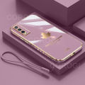 COROGI for Vivo Y12s, Vivo Y20, Vivo Y20s Back Cover with Lanyard Luxury Plating Maple Leaf Stylish Fancy Case Soft Silicone Square Mobile Phone Cases Pouch for Girls Boys. 
