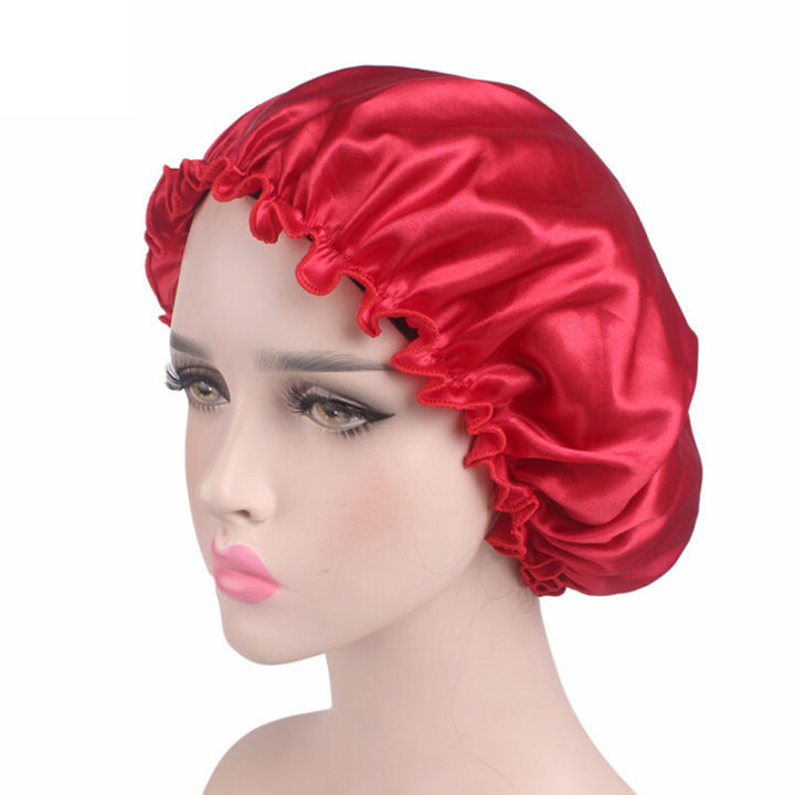 Silk%20Satin%20Night%20Sleep%20Cap%20Hair%20Bonnet%20Hat%20Head%20Cover%20Wide%20Band%20Adjust%20Elastic%20-%20Image%202