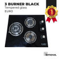 3 BURNER BLACK TEMPERED GLASS GAS COOKER/COOKER HOB. 