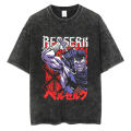 Men Japanese Anime Berserk Print T-shirt T Shirt Washed Black Hip Hop Oversize Tshirt Summer Cotton Harajuku Tops Tees Loose. 