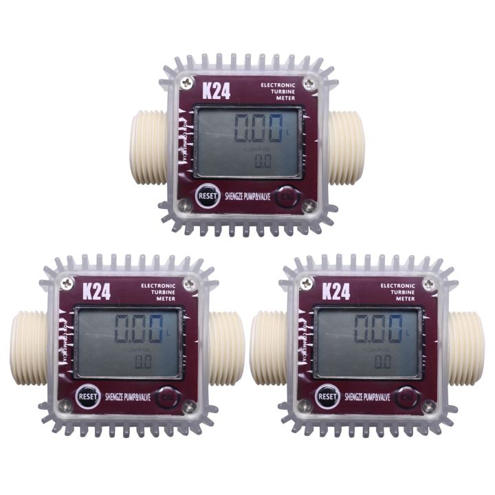 3X Digital Lcd K24 Flow Meter Turbine Fuel Flow Tester for Chemicals ...