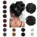 Wavy Hair Piece Messy Curly Hair Bun Invisible Hair Extensions Updo Synthetic Chignon Scrunchie Fake Hair Claw Clip Bun Women. 