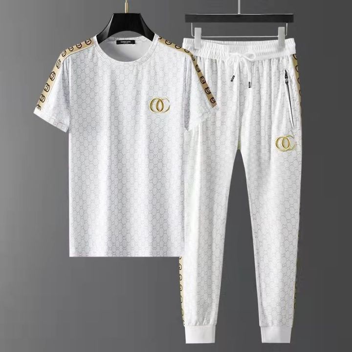 High-End%20Ice%20Silk%20Leisure%20Sports%20Suit%20Men's%20Fashion%20Embroidery%20Pu%20Shuai%20Summer%20Menswear%20Thin%20Short-Sleeved%20Shorts%20Two-Piece%20Suit%20-%20Image%208