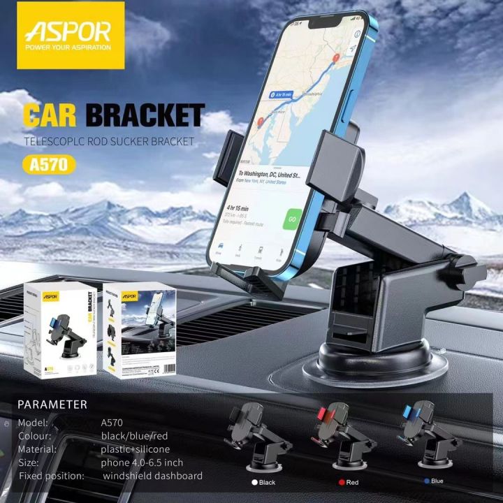 ASPOR A570 Universal Car Mount Holder For Mobile Phone With Suction Cup Rotating 360 Degree