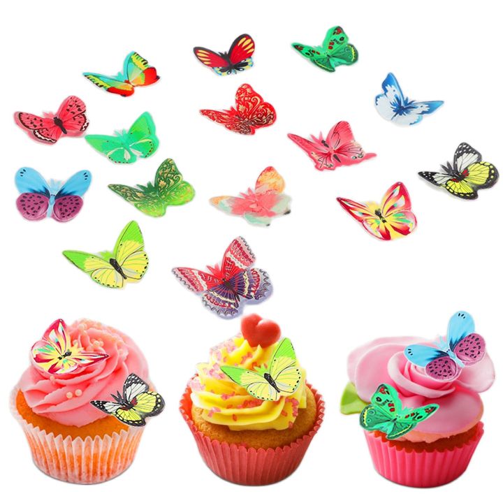 300pcs/bag Food Mixed Flowers Butterfly Wafer Rice Paper Cake Pers Kitchen Tools Wedding Birthday Food Decorations