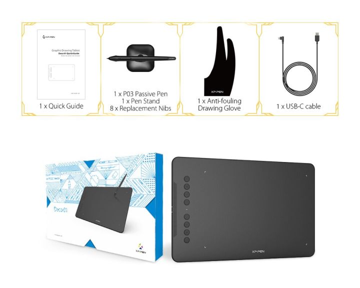 XPPen Deco01 V1 Graphic Tablet Drawing Digital Tablets 8192 Levels Art ...