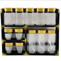 Wooden bottle rack set & gold bottle rack set & 12 pcs multi size gold lid bottles and rack. 