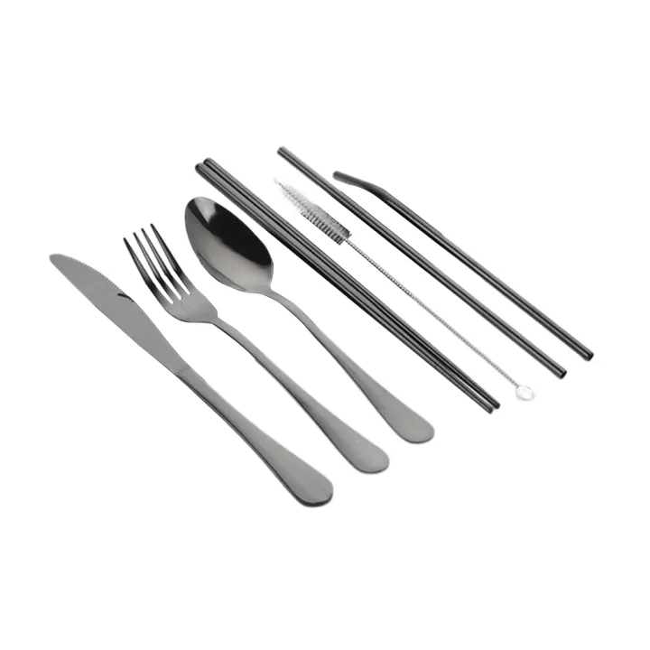 8pcs%20Outdoor%20Cutlery%20Set%20304%20Stainless%20Steel%20Spoon%20Fork%20Chopsticks%20Juice%20Straw%20With%20Bag%20Dinnerware%20Kitchen%20Accessories%20-%20Image%204