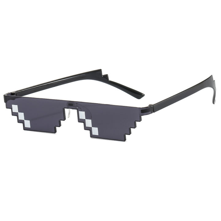 New Arrival 2D Cool and Funny Mosaic Toy Sunglasses with Unique Pixel Design(Small Black)