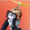 Cartoon Bike Bell Light Cute Hamster Model with Helmet Handle-Bar Glowing Horn for Bicycle Motorbike Fixed Cog-Blue. 