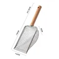 1pc Cat Litter Shovel Wooden Handle Reusable Hollow Mesh Design Multifunctional Pet Poops Cleaning Tool. 
